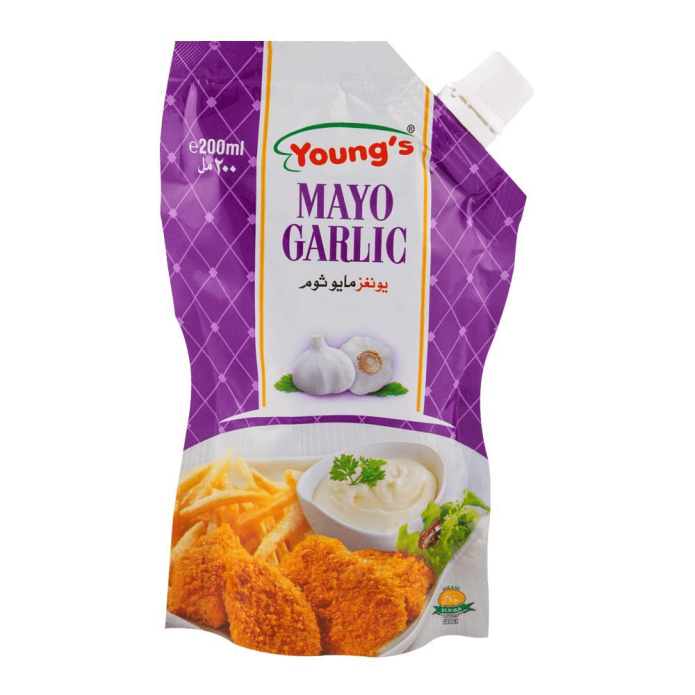 Youngs Mayo Garlic Sauce Pouch 200ml